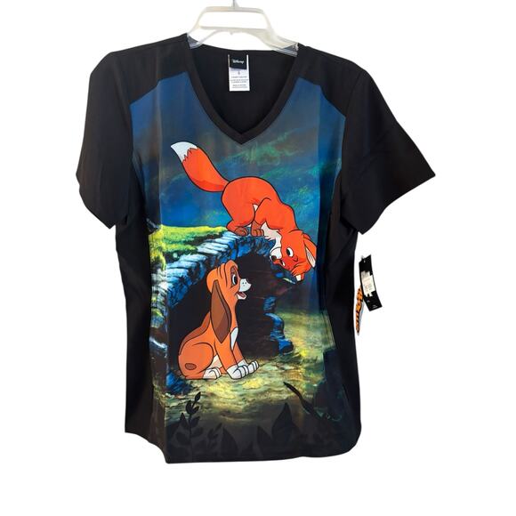 Fox And Hound Cherokee Scrubs Tooniforms Disney V Neck Top TF637 Size Small - Picture 1 of 5